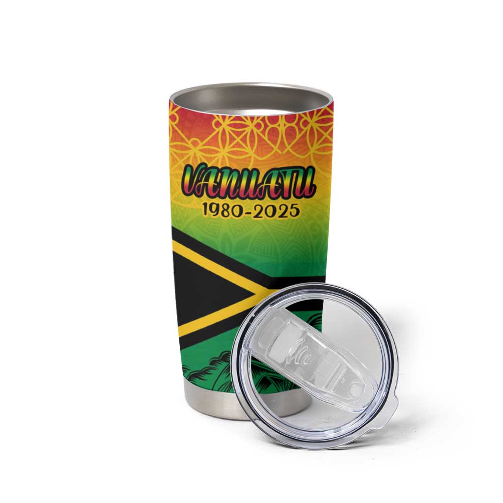 Hapi 45th Indipendens Dei Vanuatu Tumbler Cup Yumi 1980 with Vanuatuan Beach Landscape LT9 - Polynesian Pride