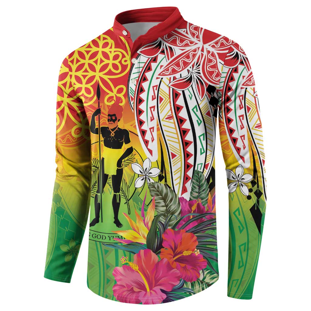 Vanuatu 45th Anniversary Button Sweatshirt Polynesian with Sand Drawing Pattern