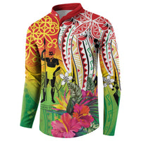 Vanuatu 45th Anniversary Button Sweatshirt Polynesian with Sand Drawing Pattern