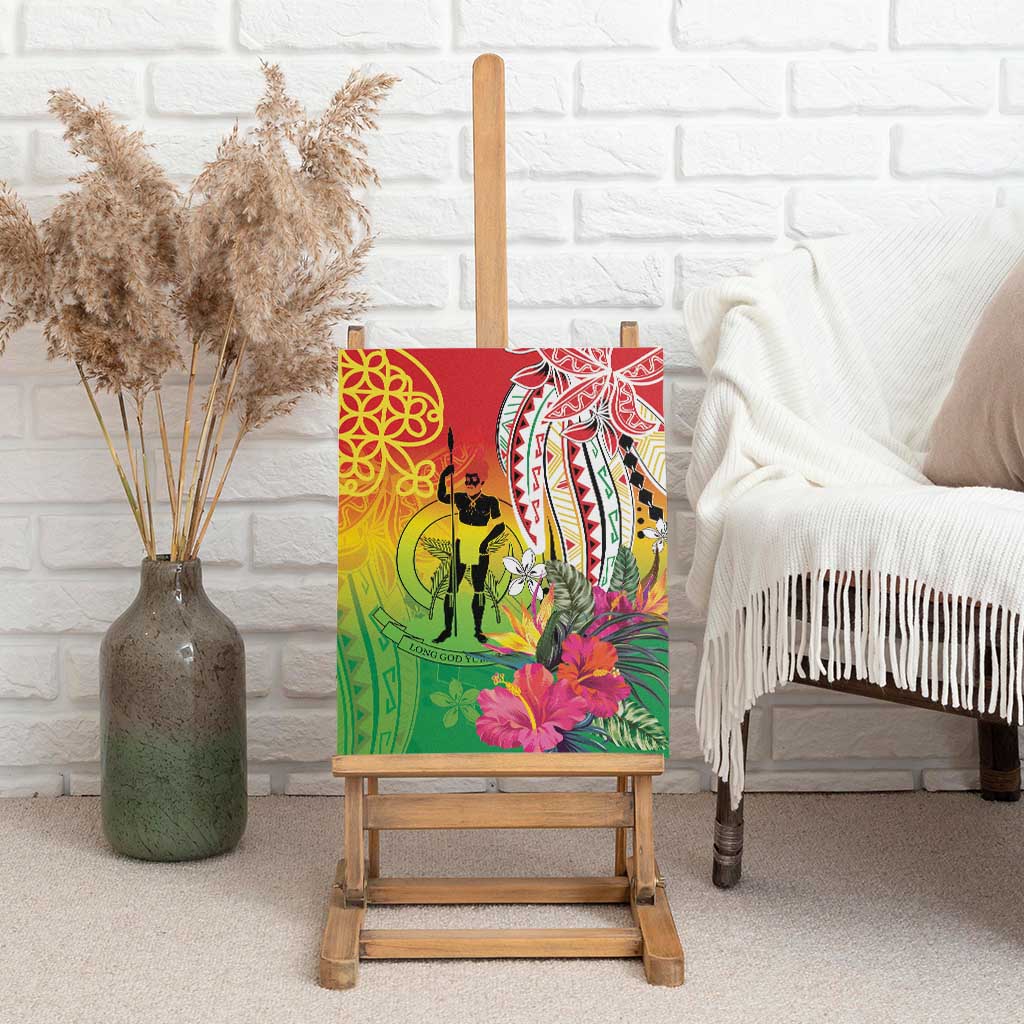 Vanuatu 45th Anniversary Canvas Wall Art Polynesian with Sand Drawing Pattern