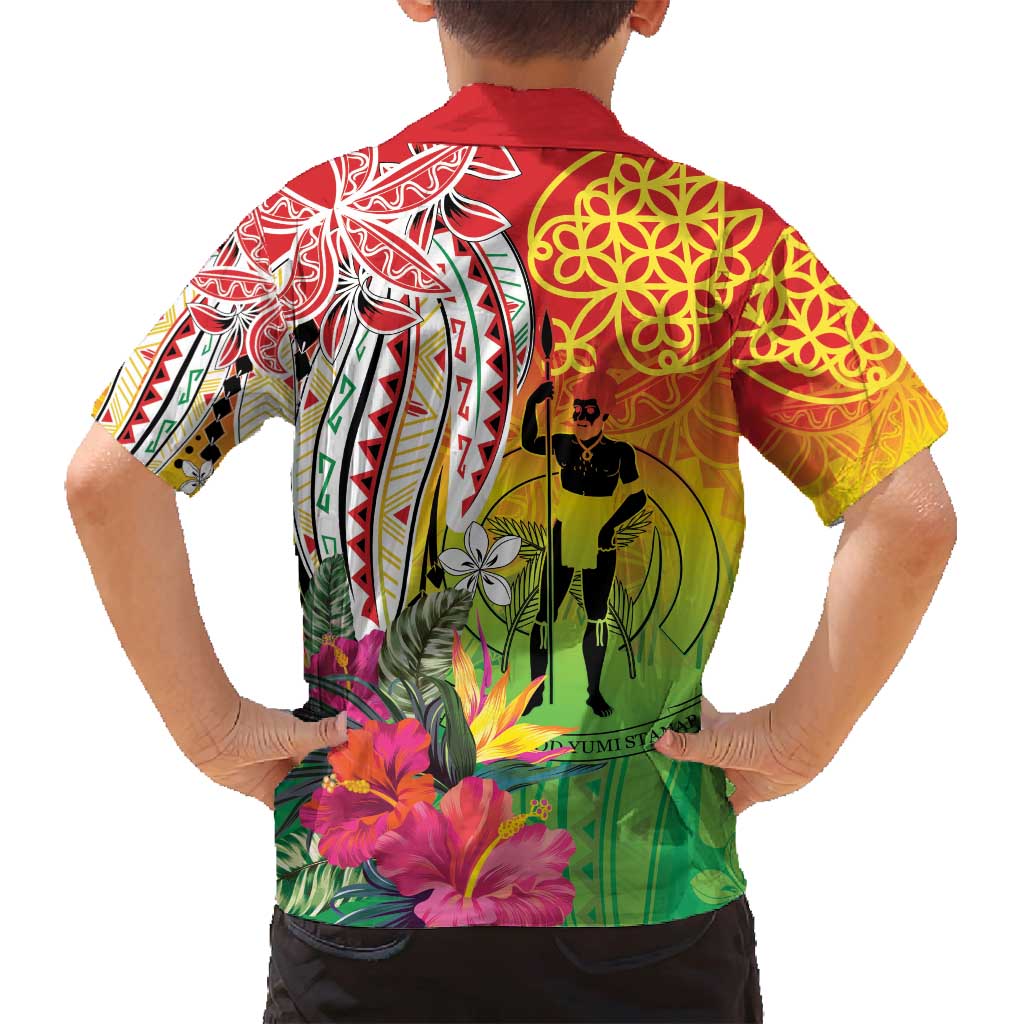 Vanuatu 45th Anniversary Family Matching Long Sleeve Bodycon Dress and Hawaiian Shirt Polynesian with Sand Drawing Pattern
