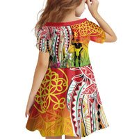 Vanuatu 45th Anniversary Family Matching Long Sleeve Bodycon Dress and Hawaiian Shirt Polynesian with Sand Drawing Pattern