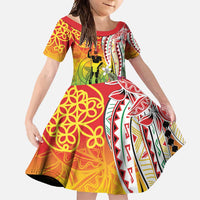 Vanuatu 45th Anniversary Family Matching Mermaid Dress and Hawaiian Shirt Polynesian with Sand Drawing Pattern