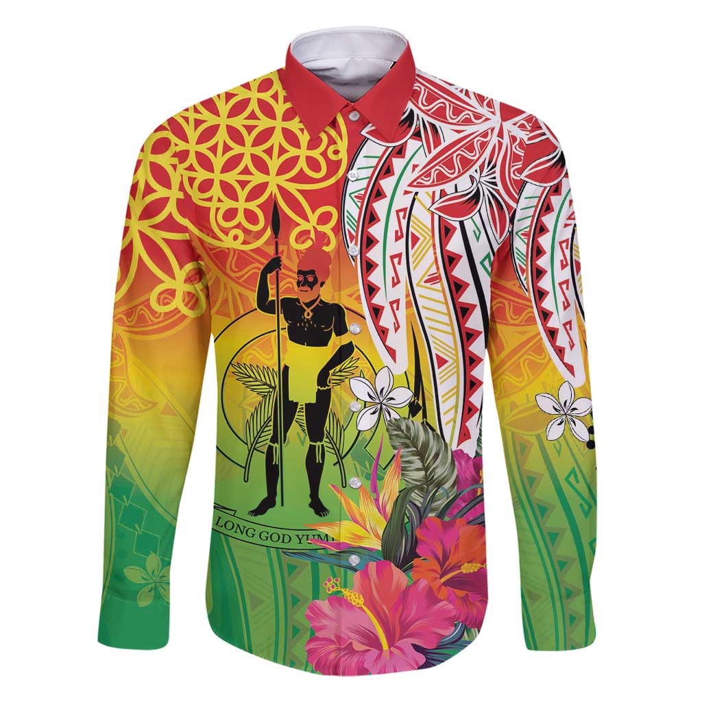 Vanuatu 45th Anniversary Family Matching Off Shoulder Short Dress and Hawaiian Shirt Polynesian with Sand Drawing Pattern