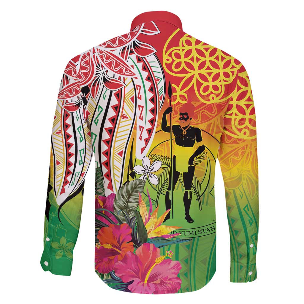 Vanuatu 45th Anniversary Family Matching Off Shoulder Short Dress and Hawaiian Shirt Polynesian with Sand Drawing Pattern