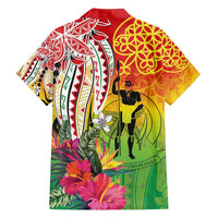 Vanuatu 45th Anniversary Family Matching Tank Maxi Dress and Hawaiian Shirt Polynesian with Sand Drawing Pattern