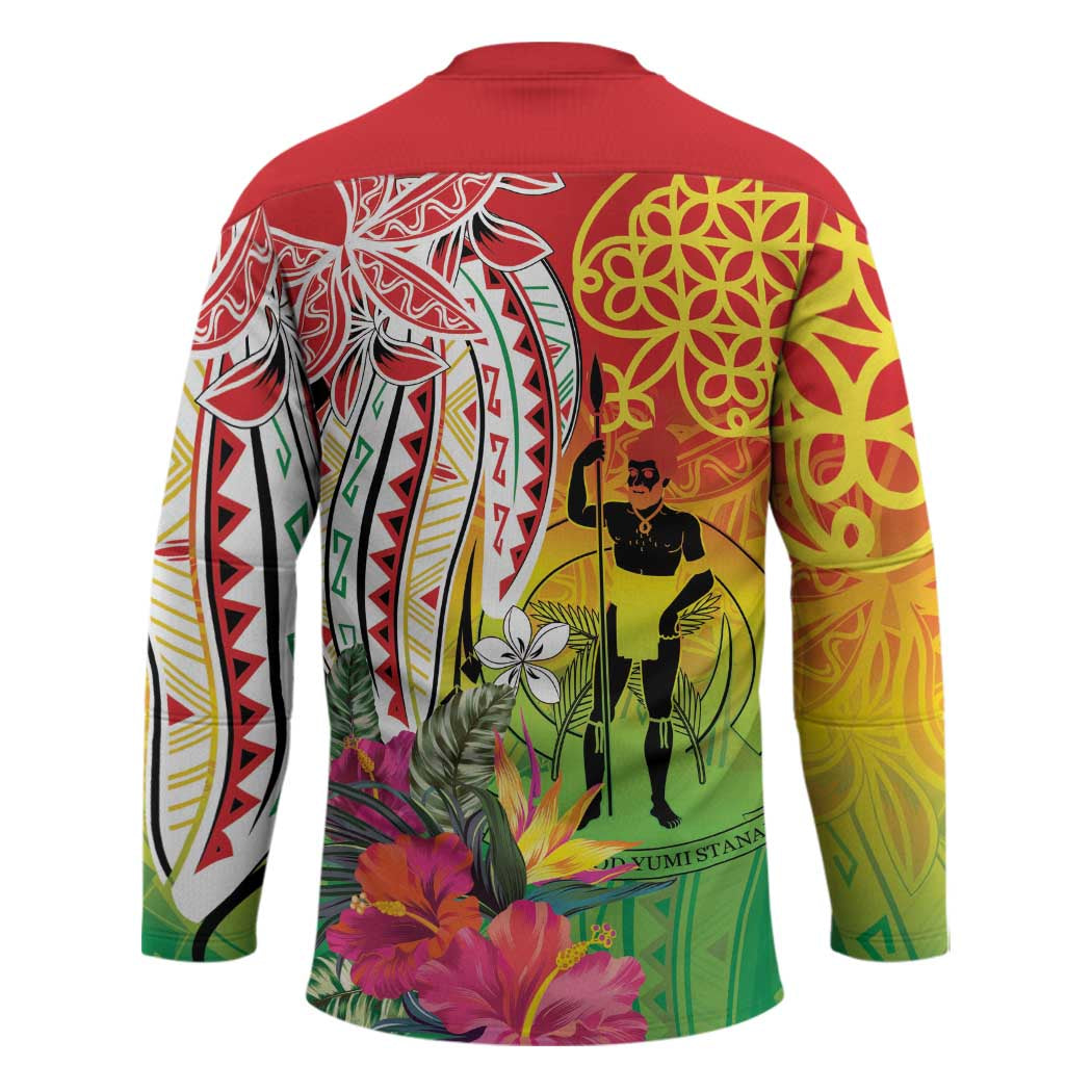 Vanuatu 45th Anniversary Hockey Jersey Polynesian with Sand Drawing Pattern - Polynesian Pride
