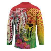 Vanuatu 45th Anniversary Hockey Jersey Polynesian with Sand Drawing Pattern - Polynesian Pride