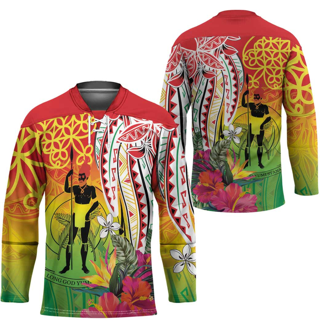 Vanuatu 45th Anniversary Hockey Jersey Polynesian with Sand Drawing Pattern - Polynesian Pride