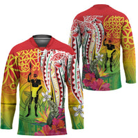Vanuatu 45th Anniversary Hockey Jersey Polynesian with Sand Drawing Pattern - Polynesian Pride