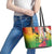 Vanuatu 45th Anniversary Leather Tote Bag Polynesian with Sand Drawing Pattern