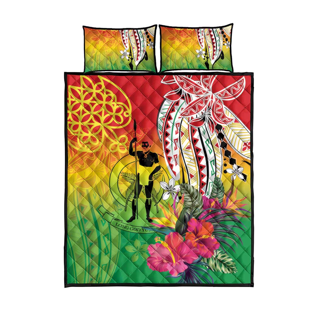 Vanuatu 45th Anniversary Quilt Bed Set Polynesian with Sand Drawing Pattern