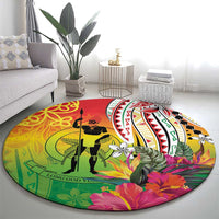 Vanuatu 45th Anniversary Round Carpet Polynesian with Sand Drawing Pattern