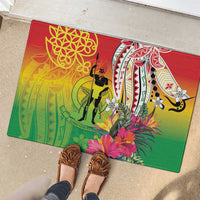 Vanuatu 45th Anniversary Rubber Doormat Polynesian with Sand Drawing Pattern