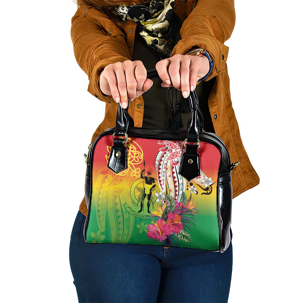 Vanuatu 45th Anniversary Shoulder Handbag Polynesian with Sand Drawing Pattern