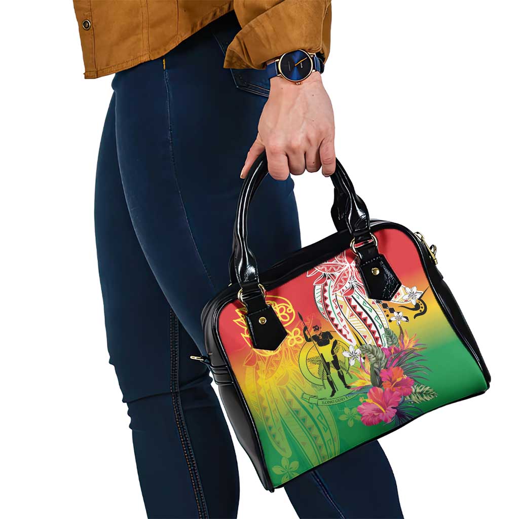 Vanuatu 45th Anniversary Shoulder Handbag Polynesian with Sand Drawing Pattern