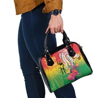 Vanuatu 45th Anniversary Shoulder Handbag Polynesian with Sand Drawing Pattern