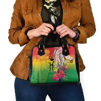 Vanuatu 45th Anniversary Shoulder Handbag Polynesian with Sand Drawing Pattern