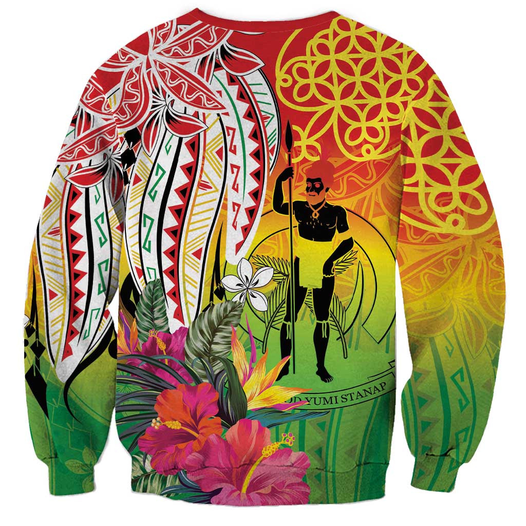 Vanuatu 45th Anniversary Sweatshirt Polynesian with Sand Drawing Pattern