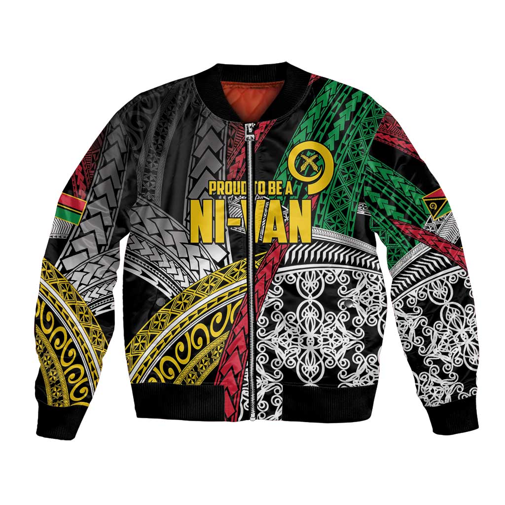 Vanuatu Proud to be Ni-van Personalised Bomber Jacket with Mutis En Atan Patterns