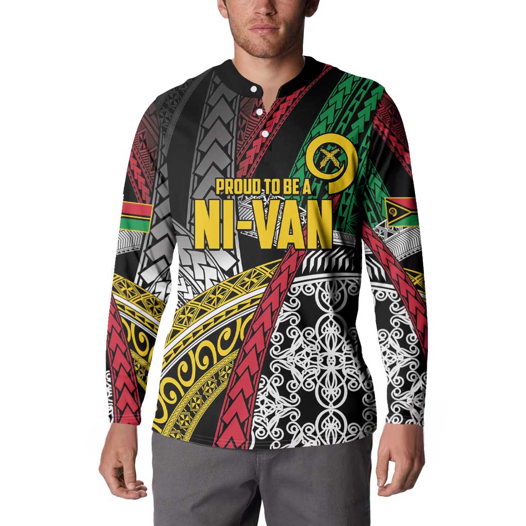Vanuatu Proud to be Ni-van Personalised Button Sweatshirt with Mutis En Atan Patterns