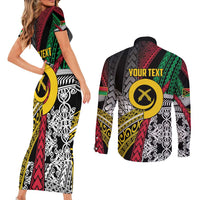 Vanuatu Proud to be Ni-van Personalised Couples Matching Short Sleeve Bodycon Dress and Long Sleeve Button Shirt with Mutis En Atan Patterns
