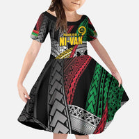 Vanuatu Proud to be Ni-van Personalised Family Matching Long Sleeve Bodycon Dress and Hawaiian Shirt with Mutis En Atan Patterns LT9 Daughter's Dress Black - Polynesian Pride