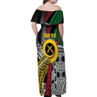 Vanuatu Proud to be Ni-van Personalised Family Matching Off Shoulder Maxi Dress and Hawaiian Shirt with Mutis En Atan Patterns