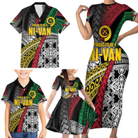 Vanuatu Proud to be Ni-van Personalised Family Matching Short Sleeve Bodycon Dress and Hawaiian Shirt with Mutis En Atan Patterns LT9 - Polynesian Pride
