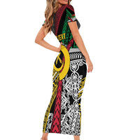 Vanuatu Proud to be Ni-van Personalised Family Matching Short Sleeve Bodycon Dress and Hawaiian Shirt with Mutis En Atan Patterns LT9 - Polynesian Pride