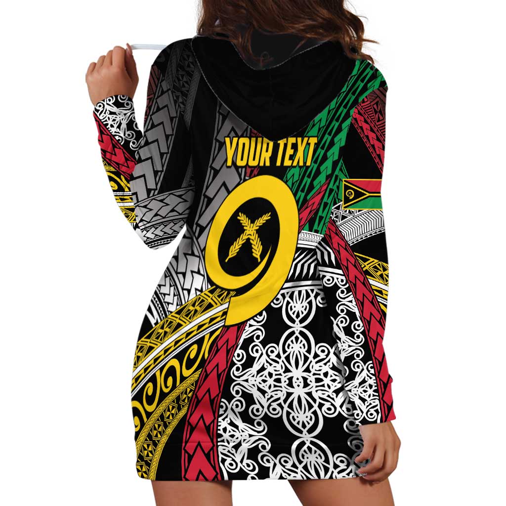Vanuatu Proud to be Ni-van Personalised Hoodie Dress with Mutis En Atan Patterns LT9 - Polynesian Pride