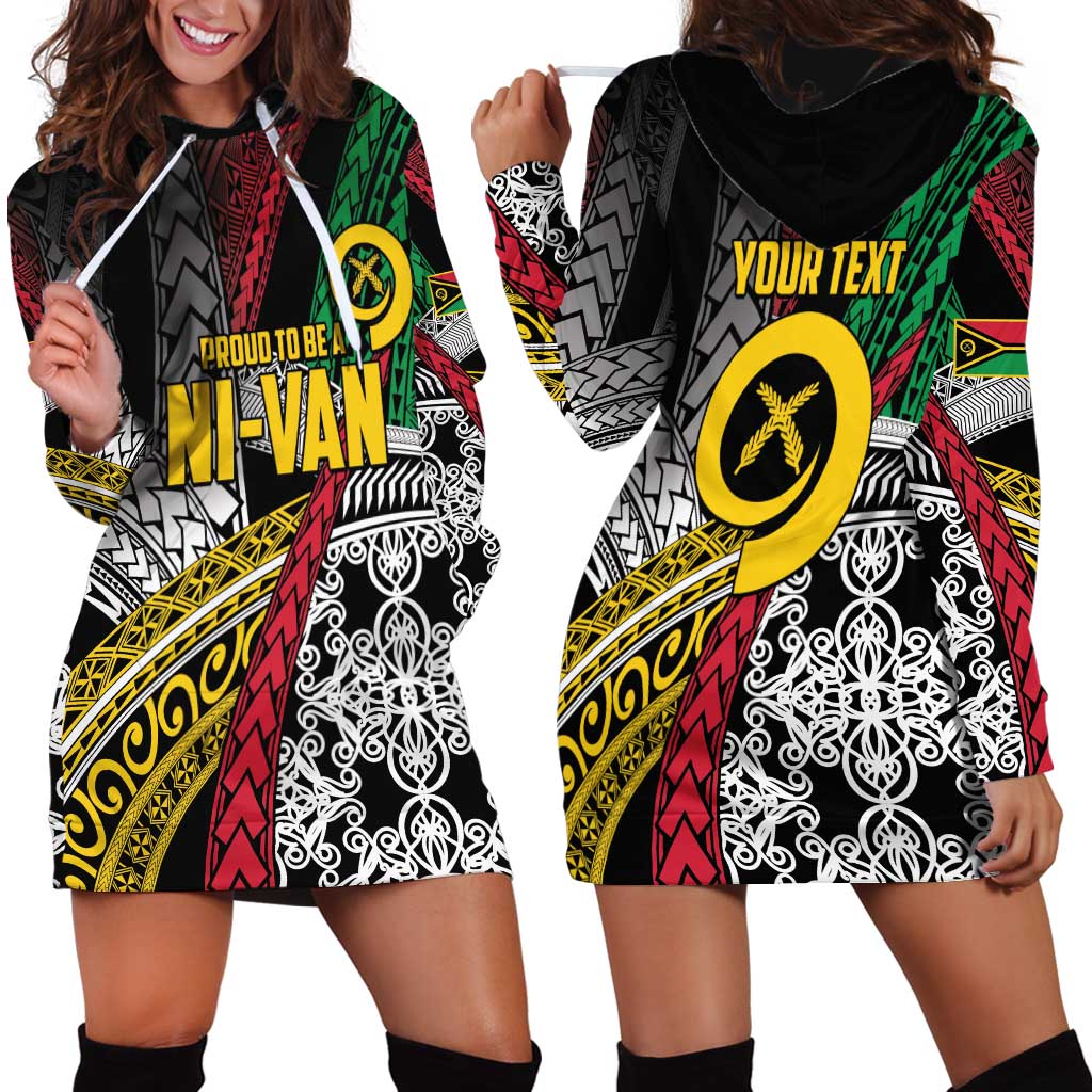 Vanuatu Proud to be Ni-van Personalised Hoodie Dress with Mutis En Atan Patterns LT9 - Polynesian Pride