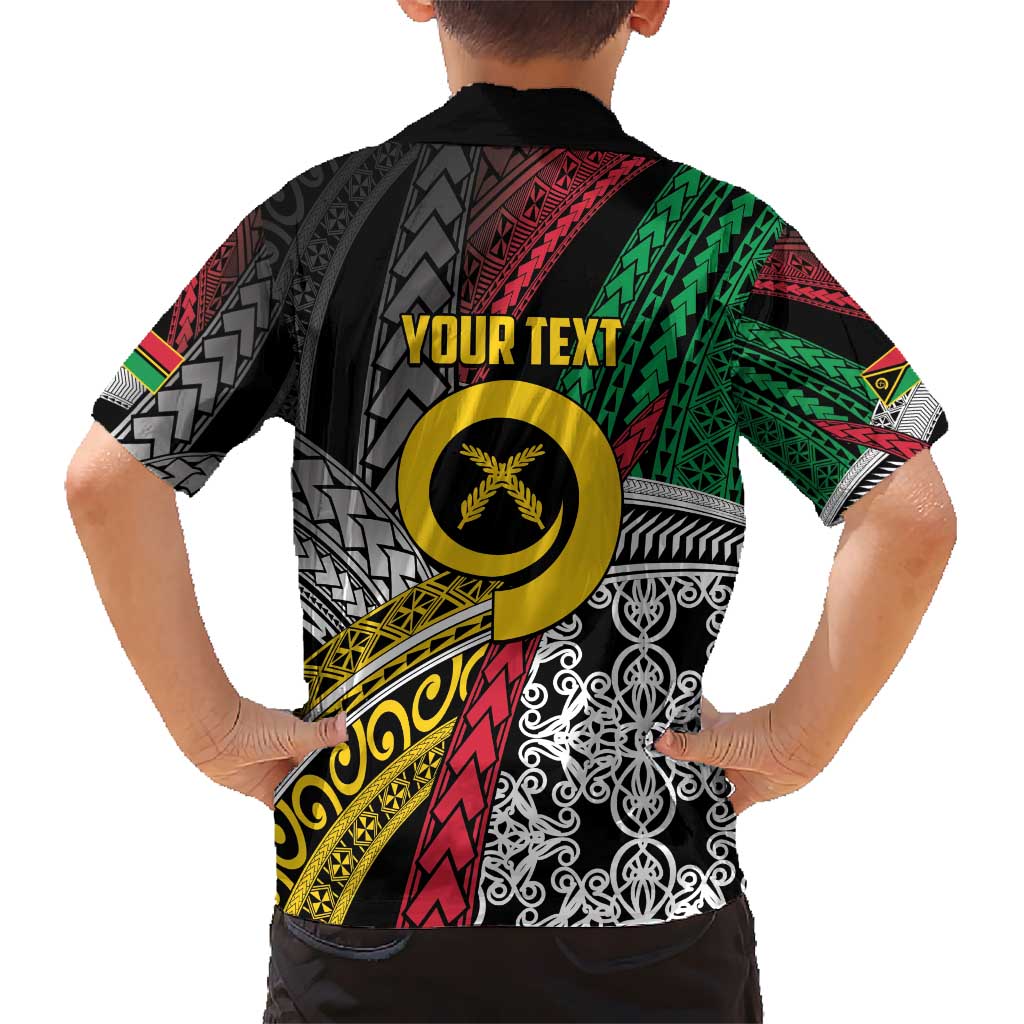 Vanuatu Proud to be Ni-van Personalised Kid Hawaiian Shirt with Mutis En Atan Patterns