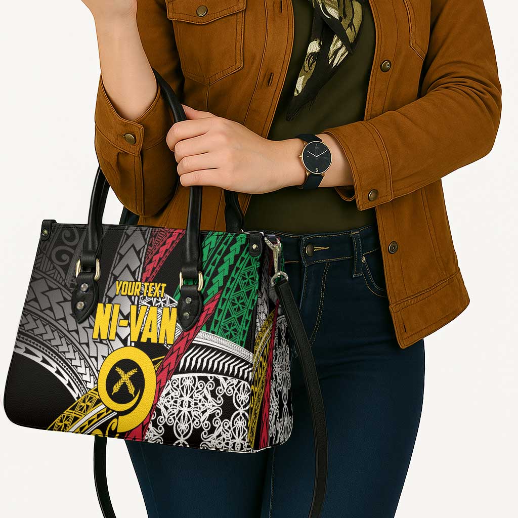 Vanuatu Proud to be Ni-van Personalised Leather Bag with Mutis En Atan Patterns - Polynesian Pride