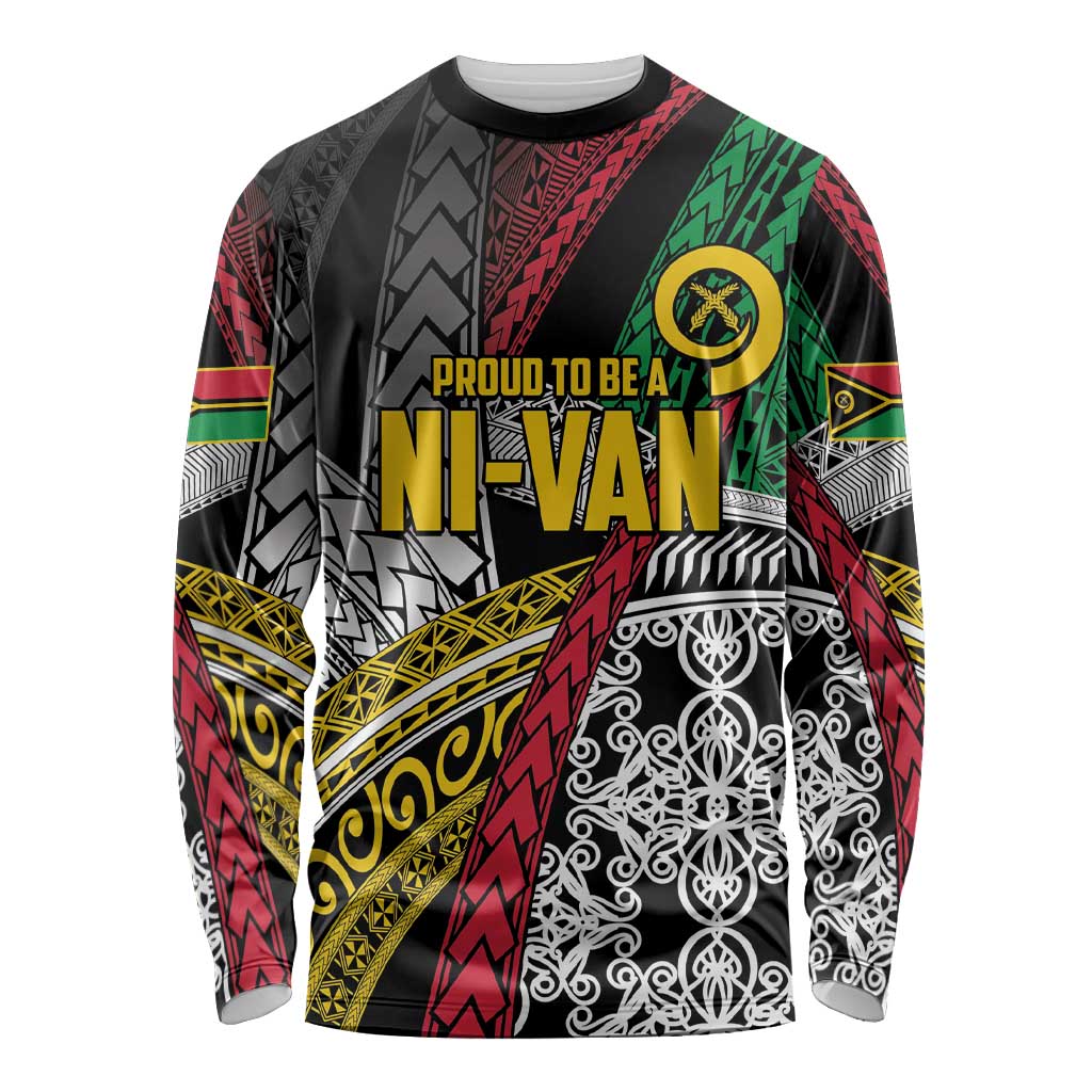 Vanuatu Proud to be Ni-van Personalised Long Sleeve Shirt with Mutis En Atan Patterns