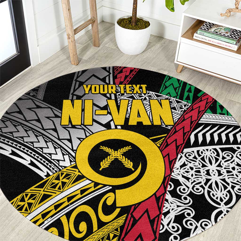Vanuatu Proud to be Ni-van Personalised Round Carpet with Mutis En Atan Patterns