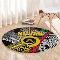 Vanuatu Proud to be Ni-van Personalised Round Carpet with Mutis En Atan Patterns