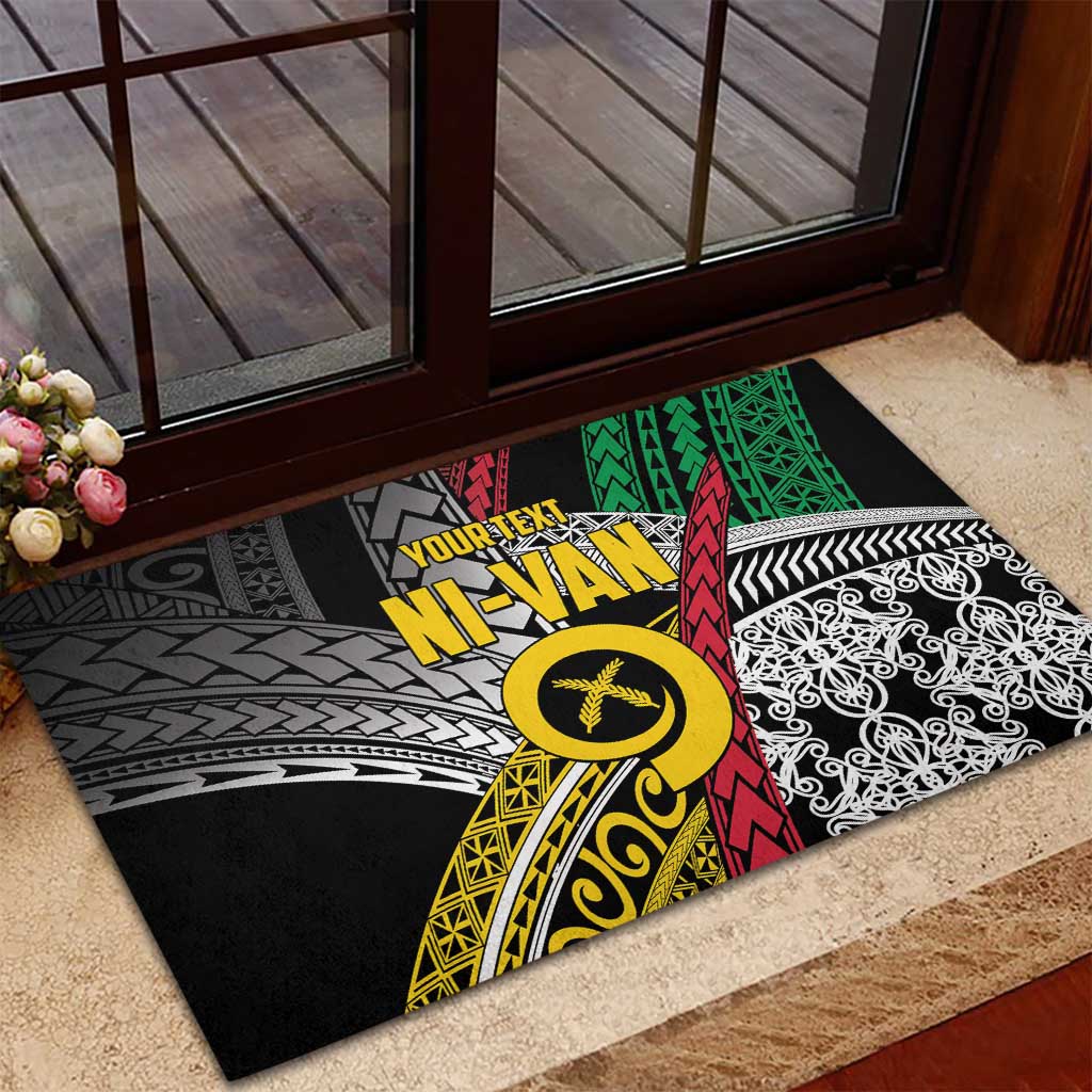 Vanuatu Proud to be Ni-van Personalised Rubber Doormat with Mutis En Atan Patterns
