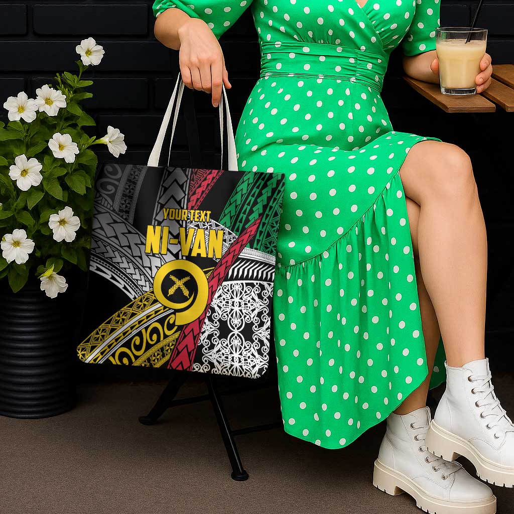 Vanuatu Proud to be Ni-van Personalised Tote Bag with Mutis En Atan Patterns - Polynesian Pride
