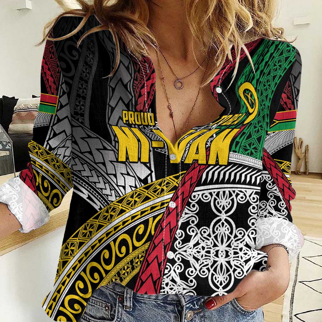 Vanuatu Proud to be Ni-van Personalised Women Casual Shirt with Mutis En Atan Patterns