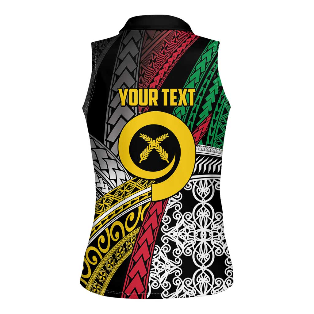 Vanuatu Proud to be Ni-van Personalised Women Sleeveless Polo Shirt with Mutis En Atan Patterns