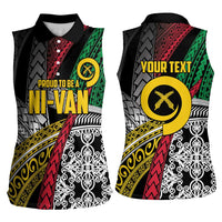 Vanuatu Proud to be Ni-van Personalised Women Sleeveless Polo Shirt with Mutis En Atan Patterns