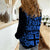 Fiji Islands Women Casual Shirt Coat of Arms Fijian Flower Polynesian Pattern - Blue LT9 - Polynesian Pride
