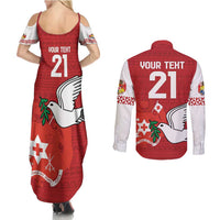 Custom Tonga Rugby Couples Matching Summer Maxi Dress and Long Sleeve Button Shirt Mate Maa Kupesi Style LT9 - Polynesian Pride