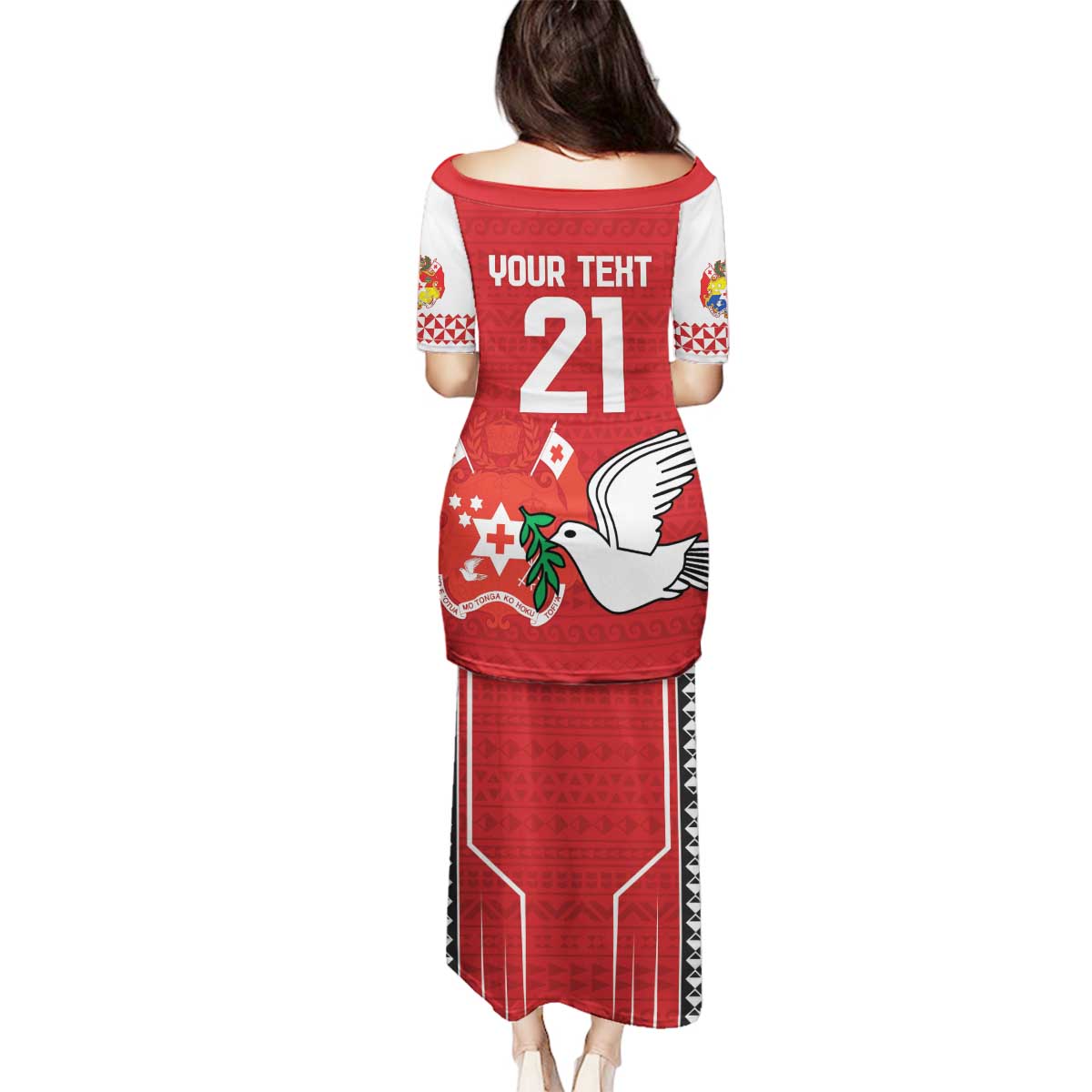 Custom Tonga Rugby Family Matching Puletasi and Hawaiian Shirt Mate Maa Kupesi Style