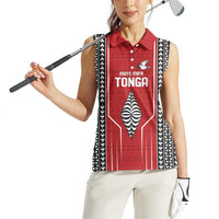 Custom Tonga Rugby Women Sleeveless Polo Shirt Mate Maa Kupesi Style