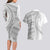 American Samoa White Sunday Couples Matching Long Sleeve Bodycon Dress and Hawaiian Shirt Polynesian Lotu Tamaiti - Polynesian Pride