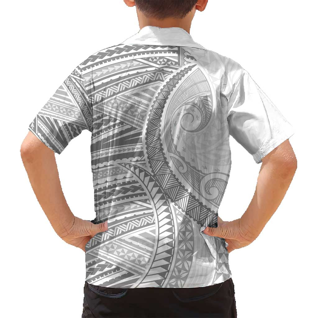 American Samoa White Sunday Family Matching Off Shoulder Short Dress and Hawaiian Shirt Polynesian Lotu Tamaiti LT9 - Polynesian Pride