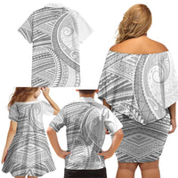 American Samoa White Sunday Family Matching Off Shoulder Short Dress and Hawaiian Shirt Polynesian Lotu Tamaiti LT9 - Polynesian Pride