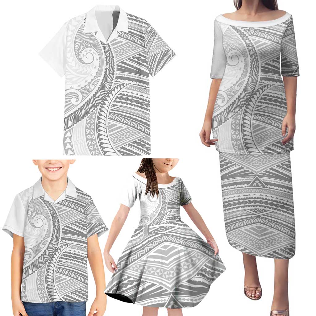 American Samoa White Sunday Family Matching Puletasi and Hawaiian Shirt Polynesian Lotu Tamaiti LT9 - Polynesian Pride